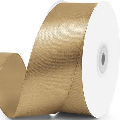 1-1/2" x 50 Yards Satin Ribbon - Champagne Gold Silk Ribbon with Spool - Ideal for Gift Wrapping, Floral Bouquets, Crafts, Wedding Party Decorations, Christmas and Sewing Projects