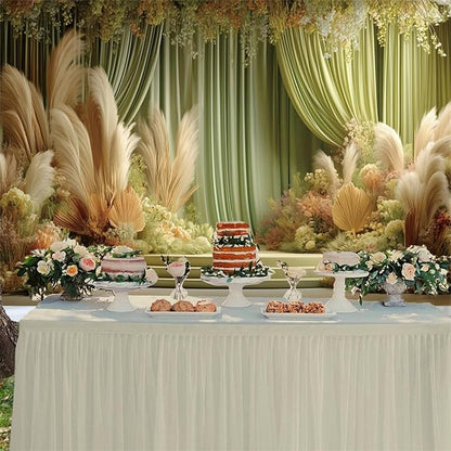 Baocicco Green Wedding Curtains Backdrops 10x6.5ft Fairytale Flowers Fantasy Engagement Photography Background for Bridal Shower Anniversary Decorations Birthday Bride to Be Party Banner Photo Booth