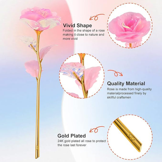 Birthday Gifts for Women Mom, Galaxy Glass Rose Forever Preserved Flowers Eternal Crystal Roses Christmas Rose Gifts for Grandma Wife Sister Her Friends, Light Pink