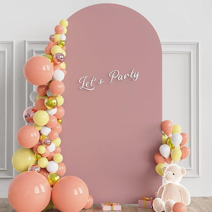 Wokceer 7.2FT Wedding Arch Cover Spandex Fitted Wedding Arch Stand Covers Round Top Chiara Arch Backdrop Cover for Birthday Party Ceremony Banquet Decoration Light Dusty Rose