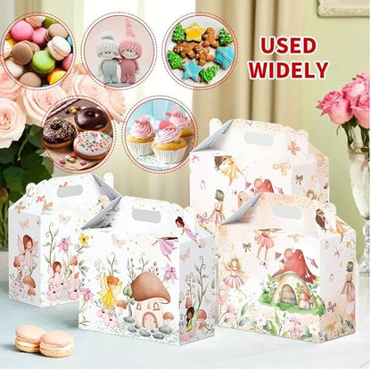 16 Pcs Fairy Party Favor Boxes - Flower Fairy Party Gift Paper Boxes, Floral Fairies Themed Decorations for Birthday Presents Decorations Supplies