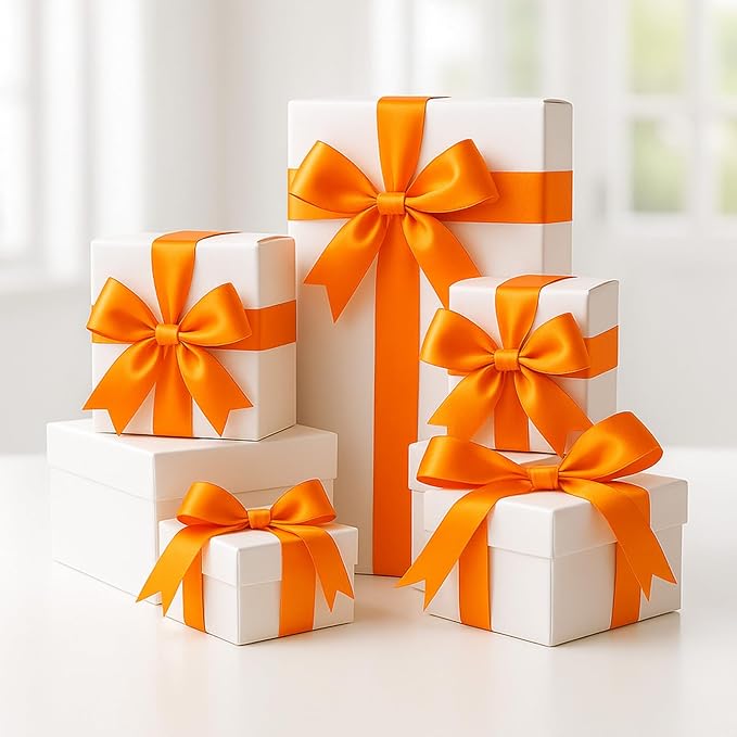 KINGLAKE Orange Satin Ribbon – 1 1/2'' x 100 Yards Polyester Orange Ribbon for Gift Wrapping, Wedding, Halloween, Thanksgiving Decoration, DIY Crafts, Sunflower Bouquets, Wreath Bows