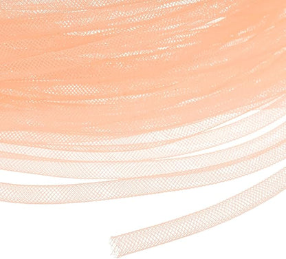 Mesh Tube Ribbon 25 Yards, 6mm Elastic Fabric Ribbons Mesh Tubing for Crafts/Gift Wrapping/Flower Bouquets/Wedding/Birthday/Holiday/Wreaths Christmas/Decoration[Yellow Orange]