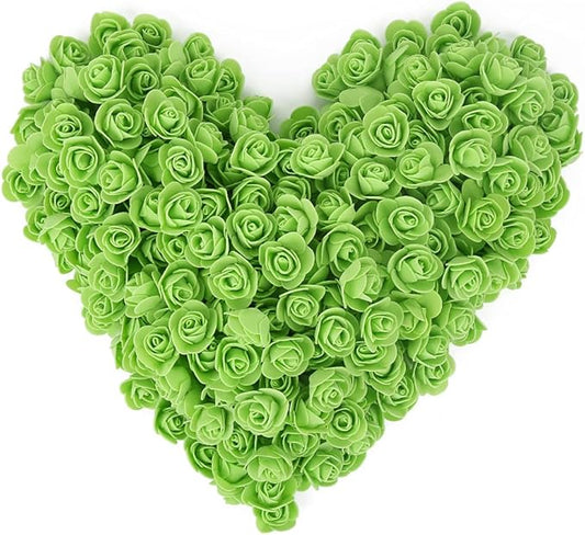 500pcs Artificial Rose Flower Heads, Green Mini Foam Rose Bulk Fake Flower for DIY Crafts Wedding Bouquets Baby Shower Centerpieces Floral Arrangements Tables Home Decorations(Fruit Green)