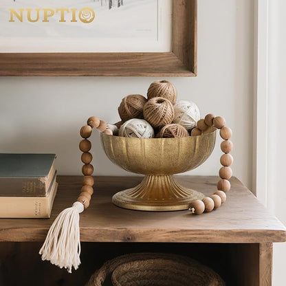 NUPTIO Distressed Gold Vases for Centerpieces: Rustic Brass Compote Vases for Flowers - Metal Pedestal Bowl Decor for Wedding Table Home Set of 10