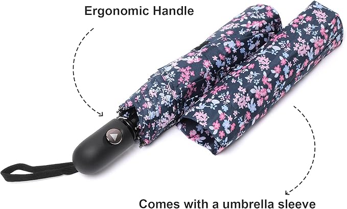 Nollia Windproof Automatic Travel Umbrella, Compact Portable with Reinforced Ribs for Sun & Rain