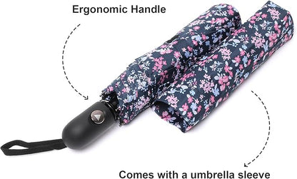 Nollia Windproof Automatic Travel Umbrella, Compact Portable with Reinforced Ribs for Sun & Rain