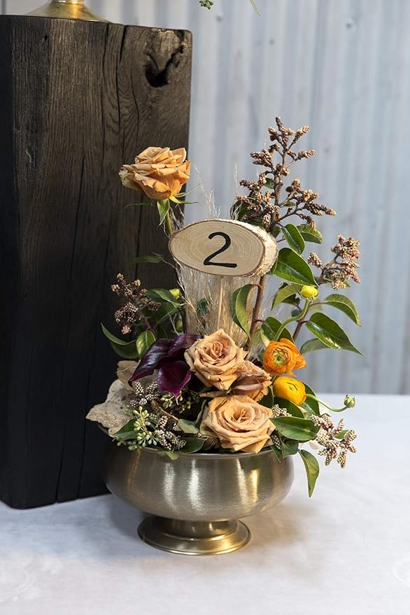 Fiona Metal Gold Compote for Plant and Flowers| Modern Bowl Decor for Home or Office l Indoor and Outdoor Vase for Any Event Decorations (9.75"x 5.75") (72201)