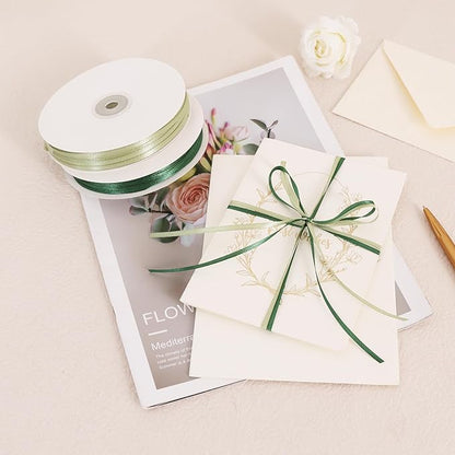 TONIFUL 1/8 Inch x 200 Yards Sage Thin Solid Satin Ribbon Giant Spool Double Face Ribbons for Crafts Hanging Tags Invitation Card Balloons Bouquet Hair Gift Wrapping Party Decoration