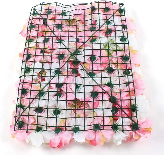 16"x 24" Artificial Flower Wall Panels,Flower Wall Mat Silk Flower Panels for Outdoor Garden Backyard Fence Fence Privacy Screen and Indoor Wall Decor(12Pcs Pink+White+Rose Red)