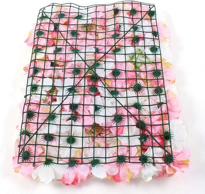 16"x 24" Artificial Flower Wall Panels,Flower Wall Mat Silk Flower Panels for Outdoor Garden Backyard Fence Fence Privacy Screen and Indoor Wall Decor(12Pcs Pink+White+Rose Red)
