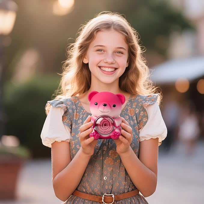 Cute Teddy Bear with Preserved Rose and Necklace, Elegant Bear Roses Gifts with Hidden Jewelry Box for Women, Girlfriend, Wife, Sister, Valentines Day Gift, Forever Eternal Rose Flower Decor