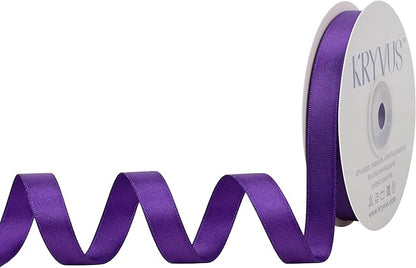 Double Faced Purple Satin Ribbon, 1/2 Inch X 25 Yards Polyester Ribbon for Gift Package Wrapping, Crafts, Bow Making, Sewing, Flower Bouquet, Wedding Party Decor