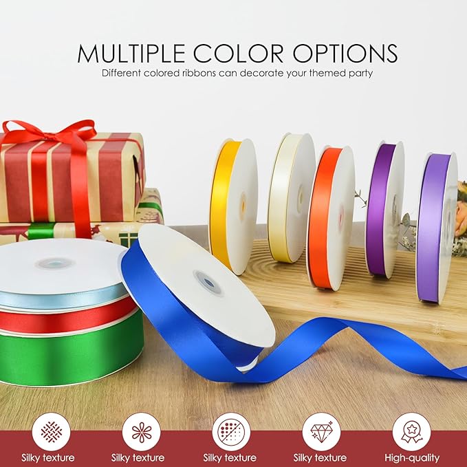 100 Yards 5/8 inch Satin Ribbon, Fabric Ribbon Solid Color Perfect for Gift Wrapping, Wedding, Handmade Bows, Floral Bouquets and Party Decoration(Wine red)