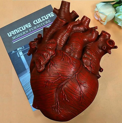 Heart Vase, Gothic Anatomical Resin Flower Pot Desktop, Human Heart Organ Shape for Dried Flower Arrangement on The Dining Table、Desktop Living Room Decoration (Red)
