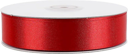 MEEDEE Red Ribbon 1 Inch Red Satin Ribbon Lux Double Faced Satin Ribbons by 50 Yards Polyester Wrapping Ribbons for Crafts, Weddings, Flower Bouquet, Holiday Decorating
