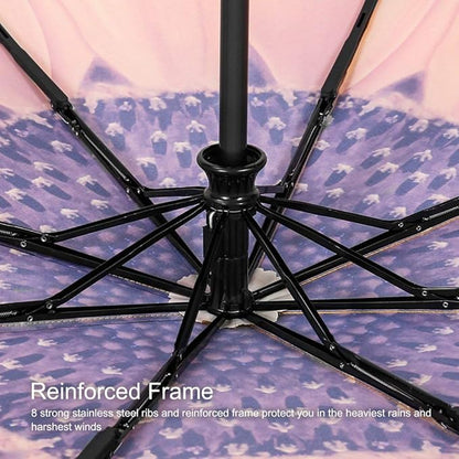 YumSur Compact Travel Umbrella - Windproof, Reinforced Canopy, Tested in 60mph Winds, Strong Reinforced Windproof Umbrella, One Touch Auto Open/Close for Men & Women