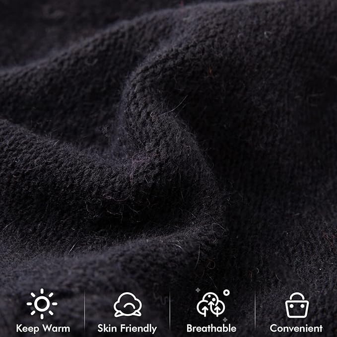 QUEENFUR Knit Slouchy Beanie Hats for Women Cashmere Ski Cap Knitted Wool Soft Warm Winter Hat