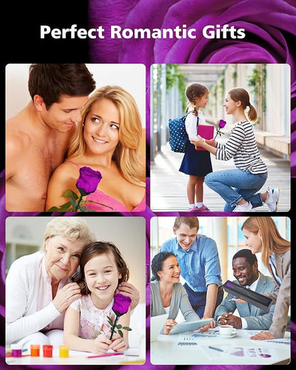 Forever Flowers Gifts for Women: Purple Roses Birthday Rose Christmas Anniversary for Mom Girlfriend Wife Grandma