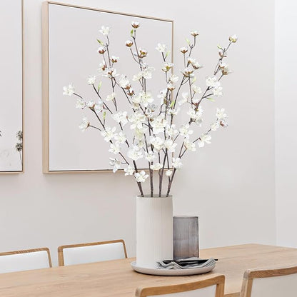 4pcs Artificial Cherry Blossom Flowers 28‘’ Tall Silk Cherry Blossom Branches Faux White Peach Stems for Wedding Home Garden Vase Decor