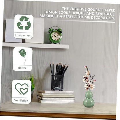 Creative Gourd Shaped Ceramic Vase Smooth Surface Desktop Flower Display Container Home Decoration Flower Arrangement Gift