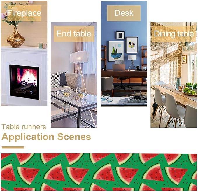 Watermelon Table Runner,Summer Fruit Tropical Birthday Party Decoration Dining Room Home Kitchen Table Decor 13 x 36In