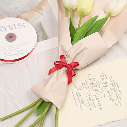 Red Satin Ribbon, Double Faced 3/8 Inch X 25 Yards Red Ribbon, Premium Satin Ribbon for Gift Wrapping, Crafts, Hair Bow Making, Sewing, Flower Bouquet, Wedding Party Decor
