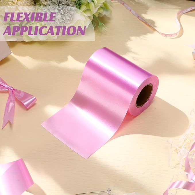Syhood Outdoor Leaf Ribbon Floral Satin Ribbon for Crafts Aspidistra Waterproof Holiday Outdoor Decoration(4 Inch X 30 Yards,Purple)
