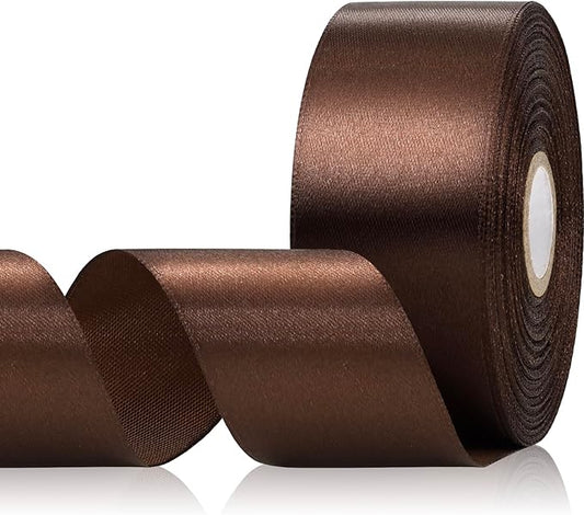 30 Yards Brown Ribbon 1-1/2 Inch, Brown Satin Ribbon for Crafts, Gift Wrapping, Flower Bouquet, Birthday Party, Christmas, Wedding, Hair and Bow Making