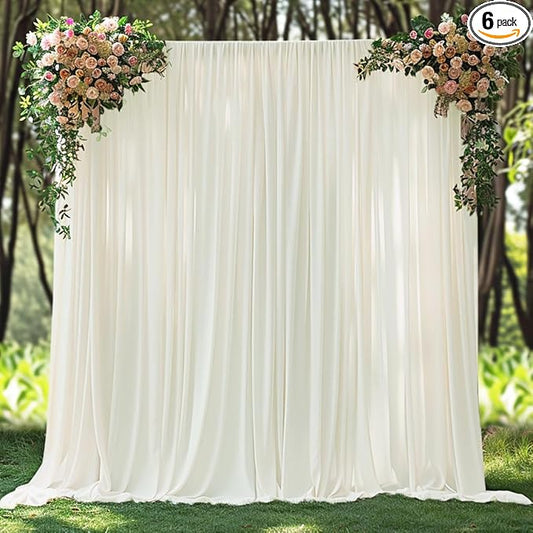 30x10ft Wrinkle Free Ivory Backdrop Curtain for Parties Soft Fabric Drapes Wedding Ivory Curtain Backdrop for Birthday Party Decorations Background for Photography 5x10ft,6 Panels