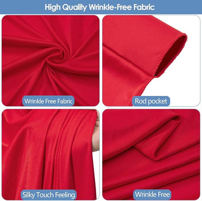 30x10ft Wrinkle Free Red Backdrop Curtain for Parties Soft Fabric Drapes Wedding Red Curtain Backdrop for Birthday Party Decorations Background for Photography 5x10ft, 6 Panels