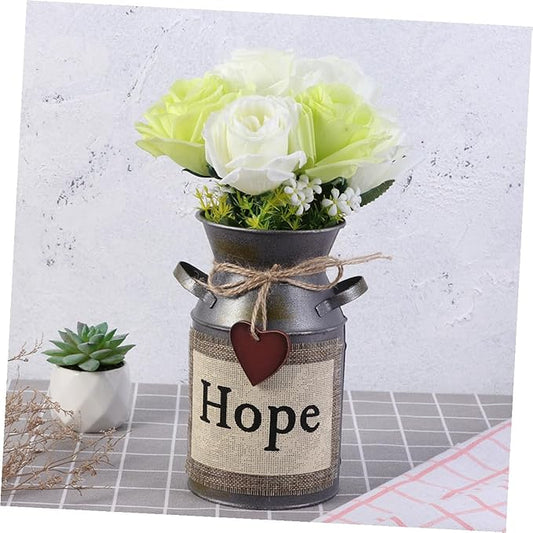 2pcs Vintage Style Flower Bucket Retro Iron Flower Container Decorative Empty Pot for Home Office Wedding Boho Style Decor