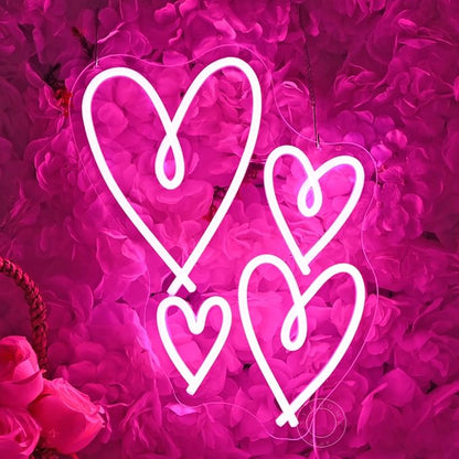 SYLHOME Pink Heart Led Neon Light Sign Bedroom Wall Sign Decor Valentines Day Love Mothers Day Christmas Wedding Birthday Backdrop Sign USB 13.8"X9.3"
