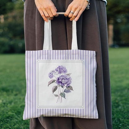 Flowers Tote Bag Gifts for Women, Canvas Aesthetic Reusable Grocery Bags Shopping Bags