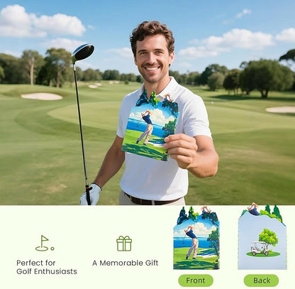Golf Pop-Up Card, Exquisite Pattern Pop Up Display Card, Perfect as Birthday Card for Golfers, Fathers, Friends