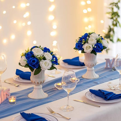 Sziqiqi Blue Artificial Flowers for Decoration Fake Kissing Flower Balls for Wedding Centerpieces Tables Flower Centerpiece Arrangement for Party Festival