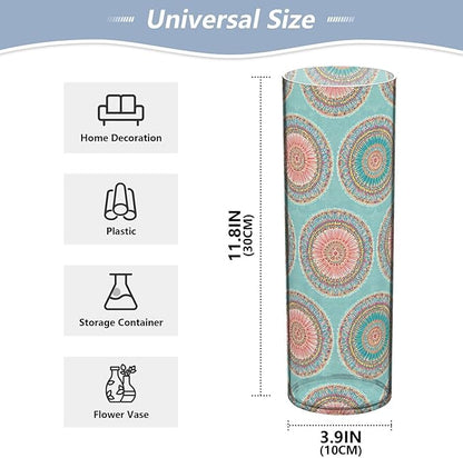 xmyzcd Boho Turquoise and Coral Vase Cylinder Vases Clear Plastic Flower Vase Easy to Clean for Centerpieces Homes, Offices, Kitchens