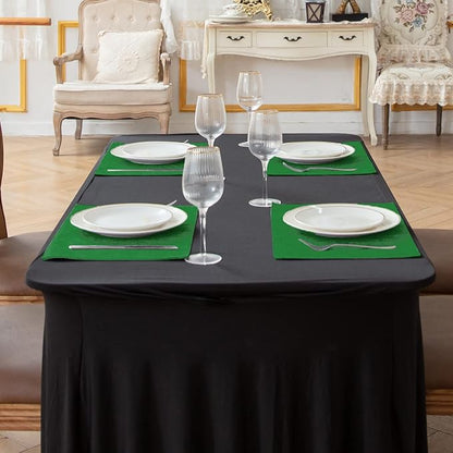 Cloth Green Placemats Set of 8, Linen Type Fabric Placemats Machine Washable Heat Resistant Placemats Polyester Place Mats for Halloween, Thanksgiving and Christmas Dining Table (Forest Green)