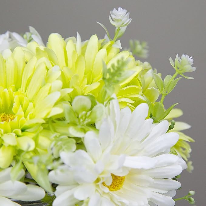 12 Pieces Artificial Daisy Flowers Wildflowers Bouquet for Table Vase Decor, Lifelike Fake Silk Spring Flowers, Perfectly Mimics Real Daisy and Spring Blooms (Green & White)