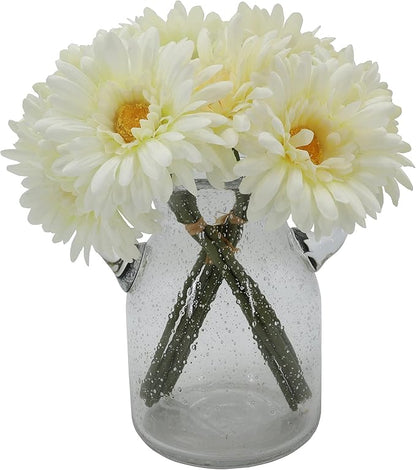 TOPIA Artificial African Daisies Flowers African Daisy Silk Flowers Artificial Gerbera Daisies Pack of 10 (White)