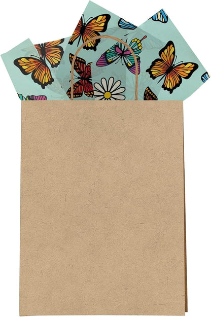 Pro Supply Global Butterflies and Daisies Printed Tissue Paper for Gift Bags or Boxes and Wrapping - Spring Floral Bulk Decorative Art Tissue Paper for Packaging and Gifting | 24 Sheets 20" x 30"