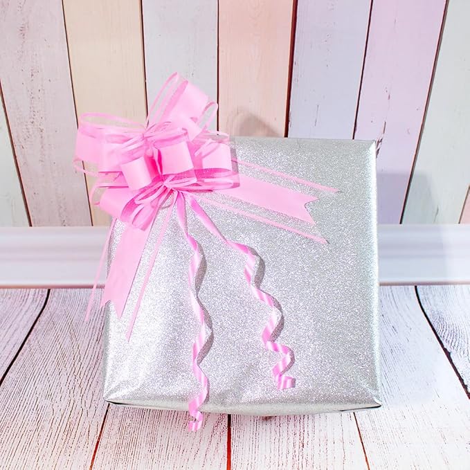 WEWILUCK Pink Pull Bows for Presents - 15PCS 6 Inch Gift Bows for Gift Baskets, Flower Paper Wrapping, Ideal for Women, Party, Valentines Day, and More