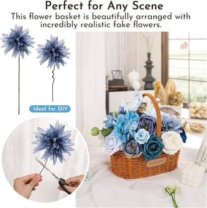 Artificial Flowers Combo Box Blue Dusty Blue Artificial Flowers for DIY Tables Centerpieces Baby Shower Bridal Shower Wedding Bouquet Arrangements Decor