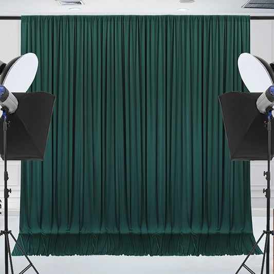 30x10ft Wrinkle Free Hunter Green Backdrop Curtain for Parties Soft Fabric Drapes Wedding Dark Green Curtain Backdrop for Birthday Party Decorations Background for Photography 5x10ft,6 Panels
