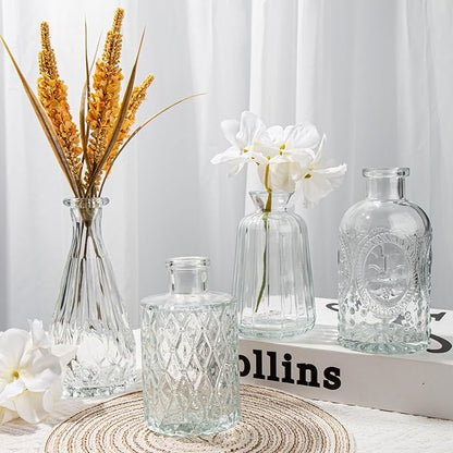 Glass Bud Vases Set of 20, Small Clear Vase in Bulk for Centerpieces, Mini Flower Vases for Rustic Wedding Vintage Home Table Decor