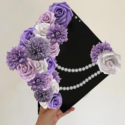 Artificial Flowers Combo Box Set Gradient Color Flower Leaf with Stems for DIY Wedding Bouquets Centerpieces Baby Shower Party Home Decorations (Lavender Purple)