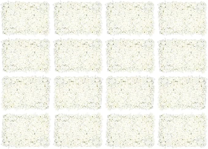 Flower Wall Panels, 20Pcs Artificial Flower Wall 3D Flower Wall Backdrop, 20-Piece Set of White Rose Floral Backdrop for Wedding Home Decoration (White, 23.6 * 15.7in)