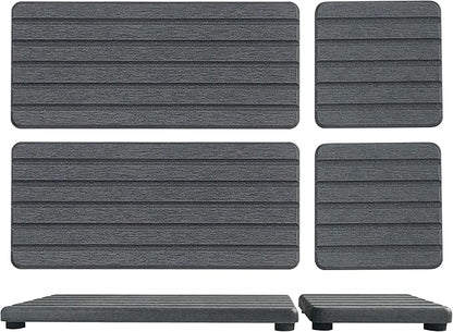 Set of 4 Water Absorbent Diatomite Coasters, Diatomaceous Earth Kitchen Soap Dish, Bathroom Trays, Water Absorbing Stone Used for Hand Soaps & Plants & Toiletries in The Modern Home