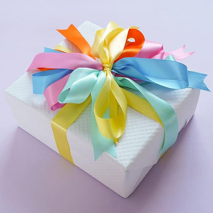 HUIHUANG Pastel Rainbow Ribbon Colored Satin Ribbon Assortment 1 inch Pastel Rainbow Ribbons for Crafts Easter Day Gift Basket Gift Wrap Birthday Baby Shower Party Decor DIY Hair Bows -Total 30 Yards