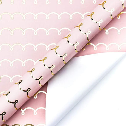 WRAPAHOLIC Jumbo Pink Wedding Wrapping Paper - 30 Inch x 33 Feet - Foil Girls Birthday Wrapping Paper for Birthday, Wedding, Baby Shower, Bridal Shower
